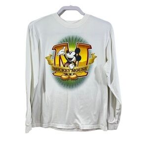 Disney Mickey Mouse Men’s White Long Sleeve T-Shirt Size Small
